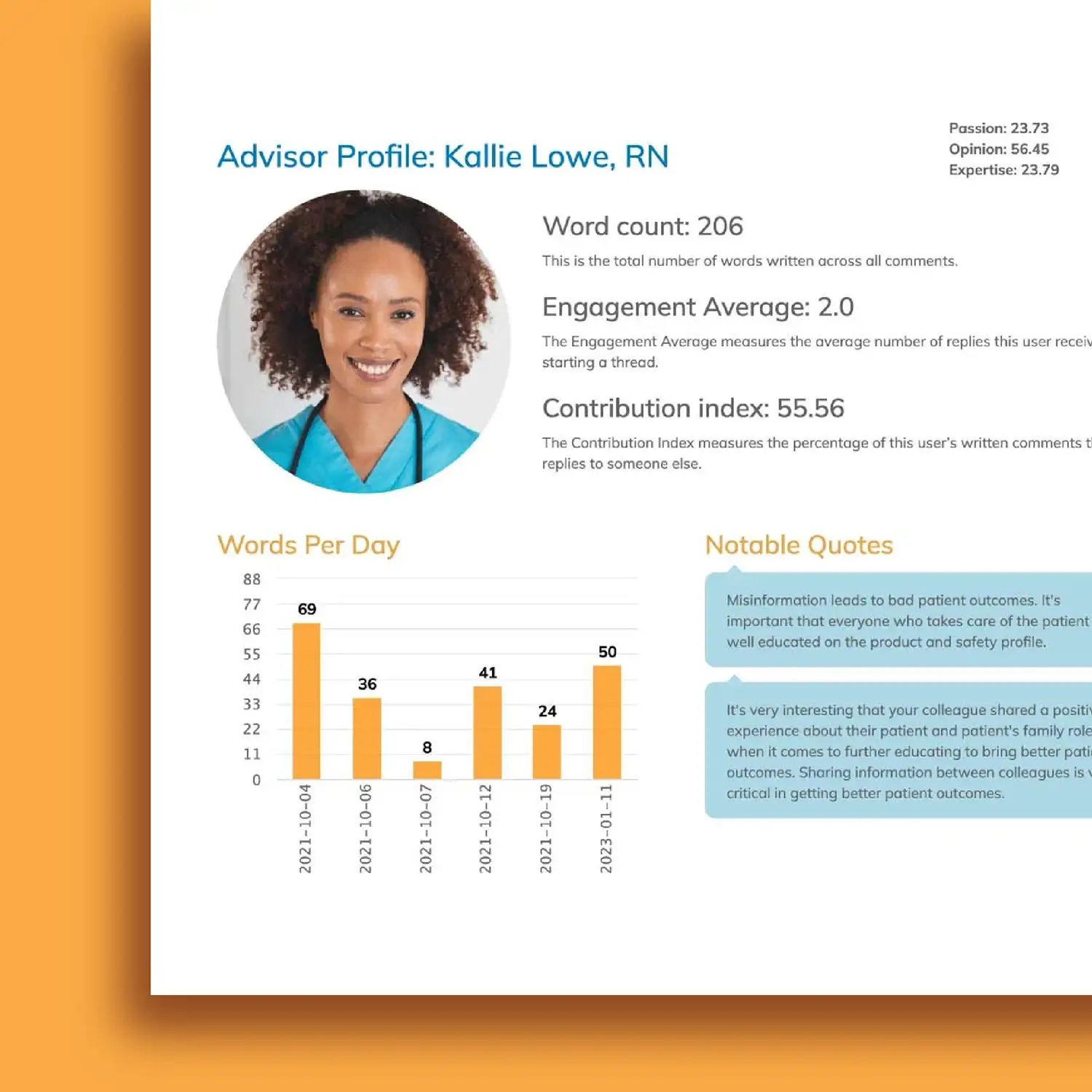 advisor profile and stats