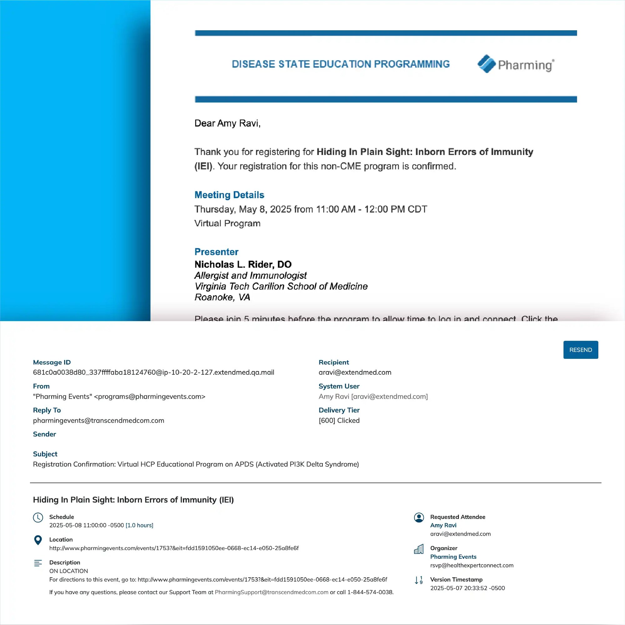 preview attendee email