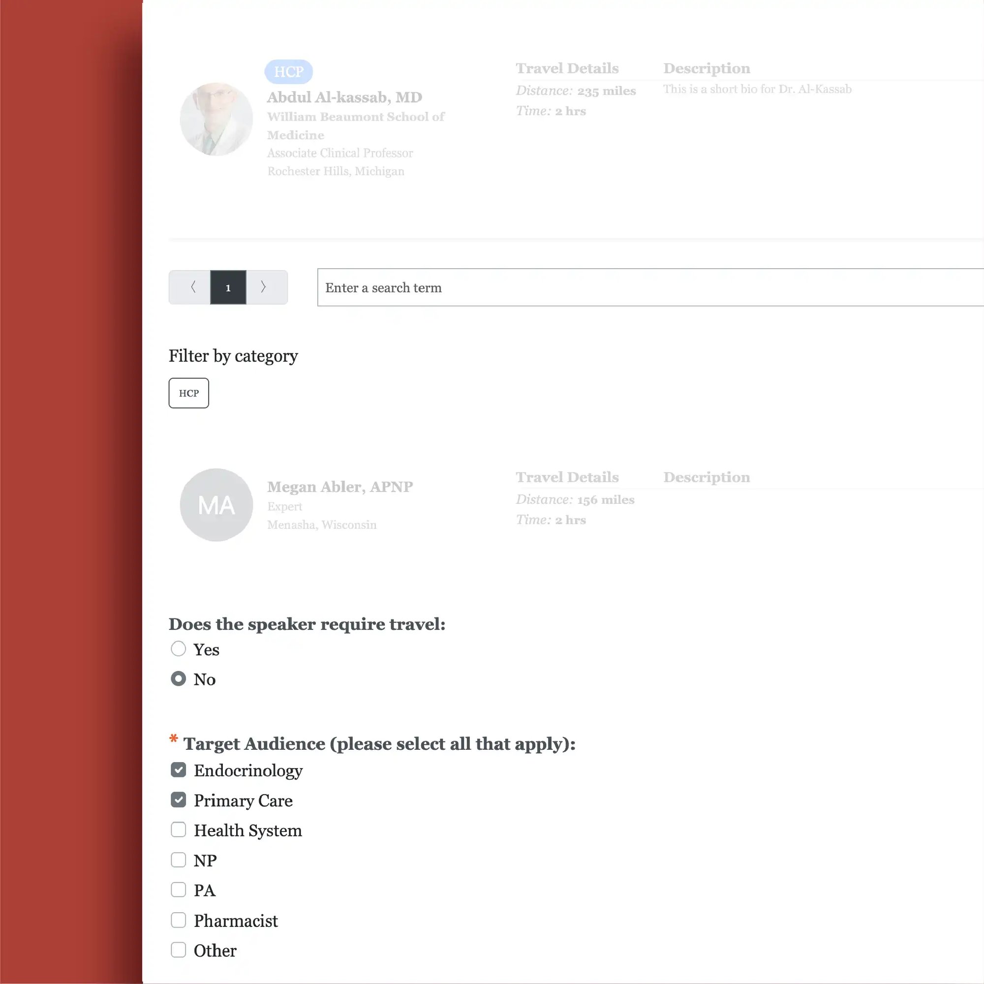auto filtered speaker list