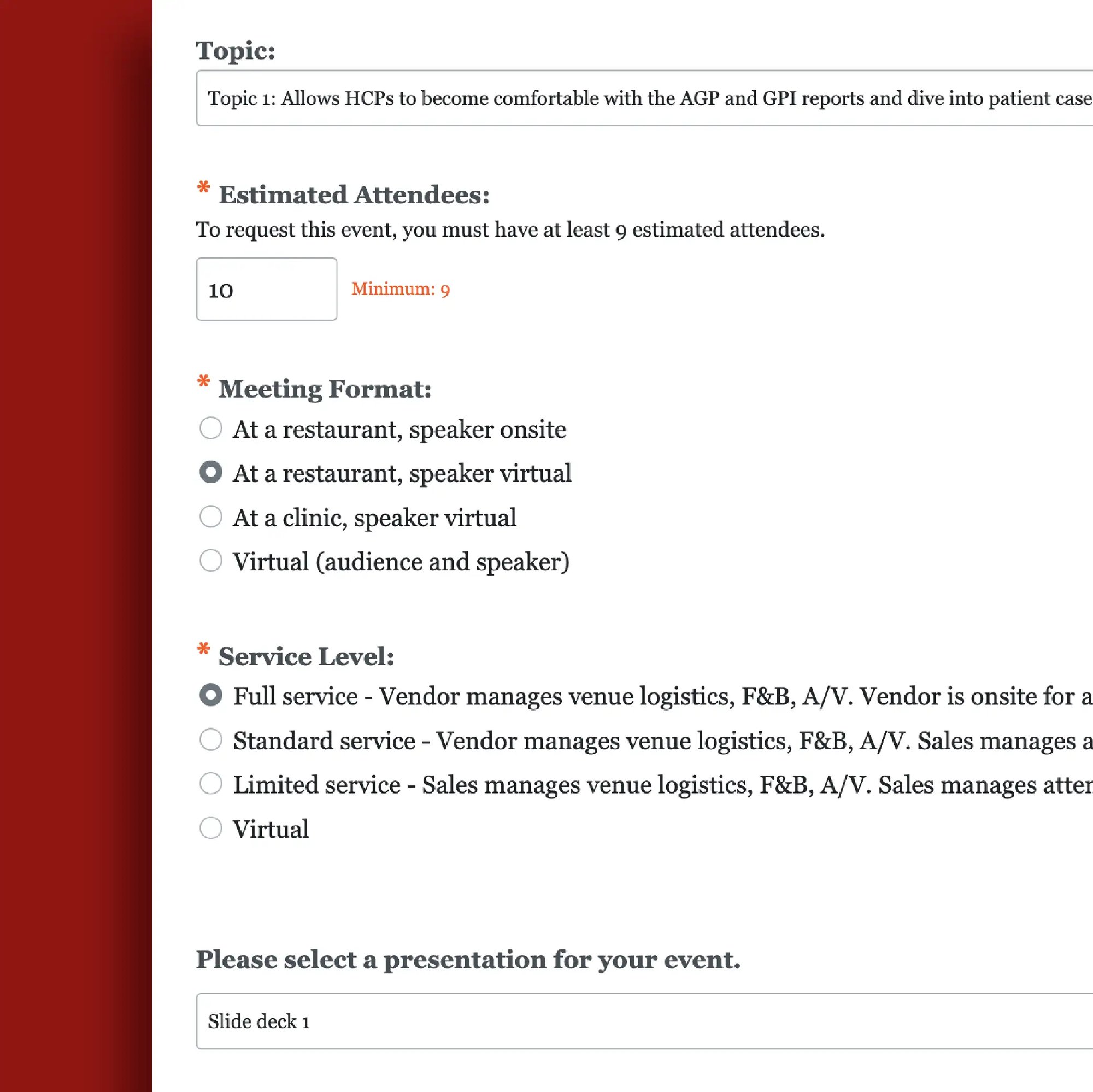 field force event request